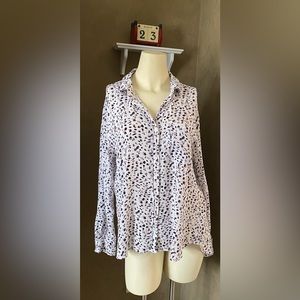 Velvet Heart women's shirt multicolor spotted collar button up long sleeves, L